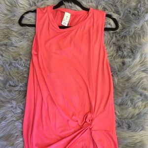 Coral, sleeveless, faux knotted top